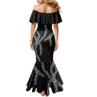 Hawaii Maile Lei Family Matching Mermaid Dress and Hawaiian Shirt Aloha Grayscale Color LT03 - Polynesian Pride