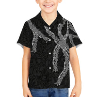 Hawaii Maile Lei Family Matching Off The Shoulder Long Sleeve Dress and Hawaiian Shirt Aloha Grayscale Color LT03 Son's Shirt Grayscale - Polynesian Pride