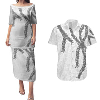 Hawaii Maile Lei Couples Matching Puletasi and Hawaiian Shirt Aloha The Grey Color LT03 Grey - Polynesian Pride