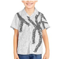 Hawaii Maile Lei Family Matching Mermaid Dress and Hawaiian Shirt Aloha The Grey Color LT03 Son's Shirt Grey - Polynesian Pride