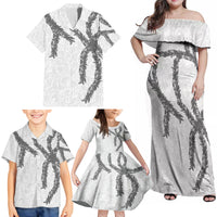 Hawaii Maile Lei Family Matching Off Shoulder Maxi Dress and Hawaiian Shirt Aloha The Grey Color LT03 - Polynesian Pride