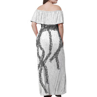Hawaii Maile Lei Family Matching Off Shoulder Maxi Dress and Hawaiian Shirt Aloha The Grey Color LT03 - Polynesian Pride