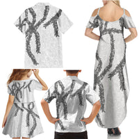 Hawaii Maile Lei Family Matching Summer Maxi Dress and Hawaiian Shirt Aloha The Grey Color LT03 - Polynesian Pride