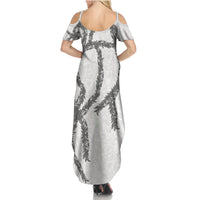 Hawaii Maile Lei Family Matching Summer Maxi Dress and Hawaiian Shirt Aloha The Grey Color LT03 - Polynesian Pride