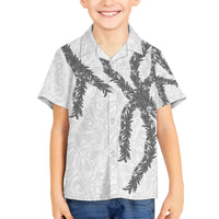 Hawaii Maile Lei Family Matching Summer Maxi Dress and Hawaiian Shirt Aloha The Grey Color LT03 Son's Shirt Grey - Polynesian Pride