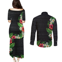 Hawaii Tropical Flowers and Leaves Couples Matching Puletasi and Long Sleeve Button Shirt Tapa Pattern Colorful Mode LT03 - Polynesian Pride