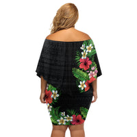 Hawaii Tropical Flowers and Leaves Family Matching Off Shoulder Short Dress and Hawaiian Shirt Tapa Pattern Colorful Mode LT03 - Polynesian Pride