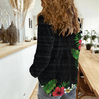 Hawaii Tropical Flowers and Leaves Women Casual Shirt Tapa Pattern Colorful Mode