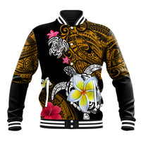 Hawaii Turtle and Tropical Flower Baseball Jacket Polynesian Pattern