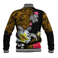 Hawaii Turtle and Tropical Flower Baseball Jacket Polynesian Pattern