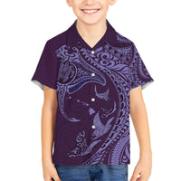 Hawaiian Manta Ray and Polynesian Tribal Tattoo Kid Hawaiian Shirt Purple Color LT03 Kid Purple - Polynesian Pride