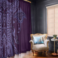 Hawaiian Manta Ray and Polynesian Tribal Tattoo Window Curtain Purple Color LT03 - Polynesian Pride