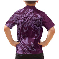Hawaiian Manta Ray and Polynesian Tribal Tattoo Family Matching Mermaid Dress and Hawaiian Shirt Pink Color LT03 - Polynesian Pride