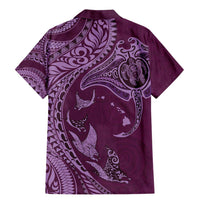 Hawaiian Manta Ray and Polynesian Tribal Tattoo Family Matching Mermaid Dress and Hawaiian Shirt Pink Color LT03 - Polynesian Pride