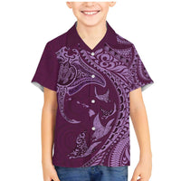 Hawaiian Manta Ray and Polynesian Tribal Tattoo Family Matching Mermaid Dress and Hawaiian Shirt Pink Color LT03 Son's Shirt Pink - Polynesian Pride