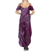 Hawaiian Manta Ray and Polynesian Tribal Tattoo Family Matching Summer Maxi Dress and Hawaiian Shirt Pink Color LT03 - Polynesian Pride