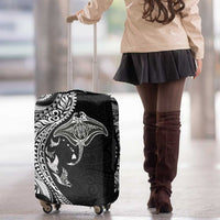 Hawaiian Manta Ray and Polynesian Tribal Tattoo Luggage Cover Black Color LT03