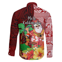 Hawaii Mele Kalikimaka Family Matching Tank Maxi Dress and Hawaiian Shirt Santa Claus and Hula Girl Tropical Folwer with Hawaiian Pattern LT03 - Polynesian Pride