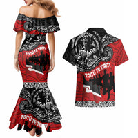 Aotearoa Toitu Te Tiriti Couples Matching Mermaid Dress and Hawaiian Shirt Honoring Te Tiriti o Waitangi Maori Haka LT03 - Polynesian Pride