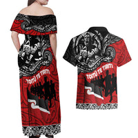 Aotearoa Toitu Te Tiriti Couples Matching Off Shoulder Maxi Dress and Hawaiian Shirt Honoring Te Tiriti o Waitangi Maori Haka LT03 - Polynesian Pride