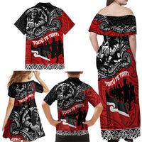 Aotearoa Toitu Te Tiriti Family Matching Off Shoulder Maxi Dress and Hawaiian Shirt Honoring Te Tiriti o Waitangi Maori Haka LT03 - Polynesian Pride