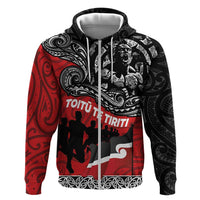 Aotearoa Toitu Te Tiriti Zip Hoodie Honoring Te Tiriti o Waitangi Maori Haka LT03 Zip Hoodie Red - Polynesian Pride