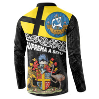 New Zealand Wellington Button Sweatshirt The Capital's Emblems Flag and Koru Art