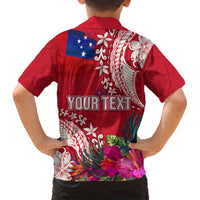 Personalised Samoa Coat Of Arms Hawaiian Shirt Tropical Flower Red Polynesian Pattern LT03 - Polynesian Pride