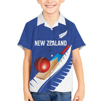 Custom New Zealand Cricket Family Matching Mermaid Dress and Hawaiian Shirt Kiwi Birds Haka Dance Blue Fern Sporty Style LT03 Son's Shirt Blue - Polynesian Pride
