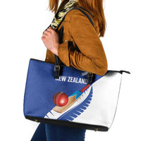 New Zealand Cricket Leather Tote Bag Kiwi Birds Haka Dance Blue Fern Sporty Style LT03 Blue - Polynesian Pride
