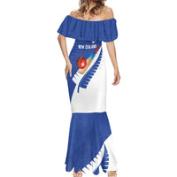 Custom New Zealand Cricket Mermaid Dress Kiwi Birds Haka Dance Blue Fern Sporty Style LT03 - Polynesian Pride