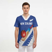 Custom New Zealand Cricket Scrub Top Kiwi Birds Haka Dance Blue Fern Sporty Style LT03 - Polynesian Pride