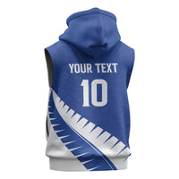 Custom New Zealand Cricket Sleeveless Hoodie Kiwi Birds Haka Dance Blue Fern Sporty Style LT03 - Polynesian Pride