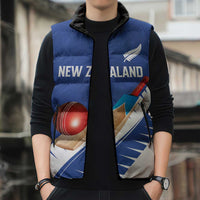 Custom New Zealand Cricket Sleeveless Puffer Jacket Kiwi Birds Haka Dance Blue Fern Sporty Style
