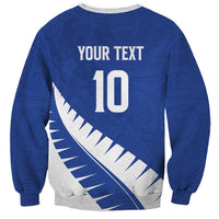 Custom New Zealand Cricket Sweatshirt Kiwi Birds Haka Dance Blue Fern Sporty Style