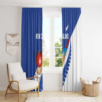 New Zealand Cricket Window Curtain Kiwi Birds Haka Dance Blue Fern Sporty Style
