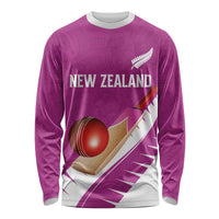 Custom New Zealand Cricket Long Sleeve Shirt Kiwi Birds Haka Dance Pink Fern Sporty Style LT03 Unisex Pink - Polynesian Pride
