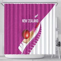 New Zealand Cricket Shower Curtain Kiwi Birds Haka Dance Pink Fern Sporty Style LT03 - Polynesian Pride