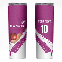 Custom New Zealand Cricket Skinny Tumbler Kiwi Birds Haka Dance Pink Fern Sporty Style LT03 Pink - Polynesian Pride