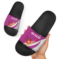 New Zealand Cricket Slide Sandals Kiwi Birds Haka Dance Pink Fern Sporty Style LT03 - Polynesian Pride