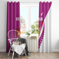 New Zealand Cricket Window Curtain Kiwi Birds Haka Dance Pink Fern Sporty Style LT03 - Polynesian Pride