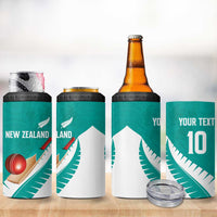 Custom New Zealand Cricket 4 in 1 Can Cooler Tumbler Kiwi Birds Haka Dance Turquoise Fern Sporty Style LT03 - Polynesian Pride