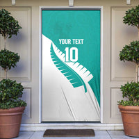 Custom New Zealand Cricket Door Cover Kiwi Birds Haka Dance Turquoise Fern Sporty Style LT03 Turquoise - Polynesian Pride