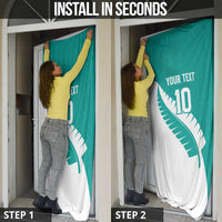Custom New Zealand Cricket Door Cover Kiwi Birds Haka Dance Turquoise Fern Sporty Style LT03 - Polynesian Pride