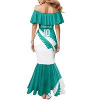 Custom New Zealand Cricket Family Matching Mermaid Dress and Hawaiian Shirt Kiwi Birds Haka Dance Turquoise Fern Sporty Style LT03 - Polynesian Pride