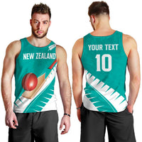 Custom New Zealand Cricket Men Tank Top Kiwi Birds Haka Dance Turquoise Fern Sporty Style LT03 - Polynesian Pride