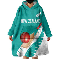Custom New Zealand Cricket Wearable Blanket Hoodie Kiwi Birds Haka Dance Turquoise Fern Sporty Style LT03 - Polynesian Pride