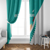 New Zealand Cricket Window Curtain Kiwi Birds Haka Dance Turquoise Fern Sporty Style LT03 - Polynesian Pride