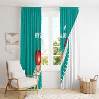 New Zealand Cricket Window Curtain Kiwi Birds Haka Dance Turquoise Fern Sporty Style LT03 - Polynesian Pride