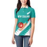 Custom New Zealand Cricket Women Polo Shirt Kiwi Birds Haka Dance Turquoise Fern Sporty Style LT03 - Polynesian Pride